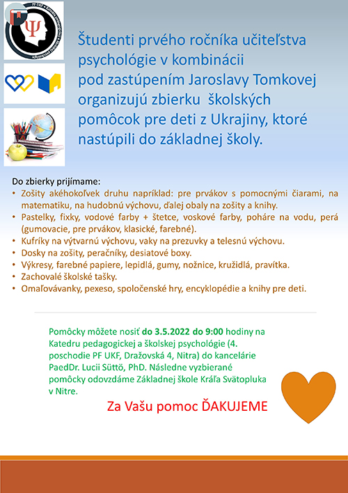 Zbierka školských pomôcok pre deti z Ukrajiny